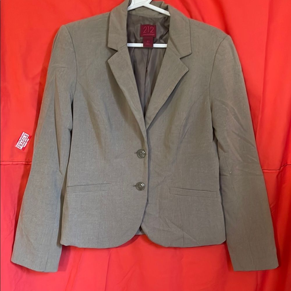 212 Collection Women’s Blazer Size 10 Tan Khaki Tailored Work Office Suit Jacket